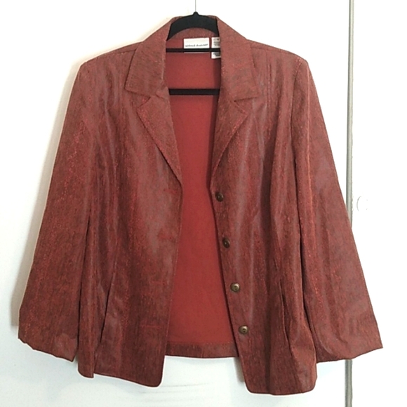 Alfred Dunner Brown Blazer Jacket Womens 12 Snakeskin Pattern Retro 70s Vintage - Picture 2 of 16